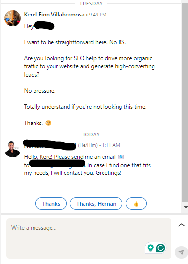 linkedin message