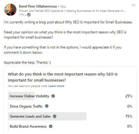 ker seo linkedin vote survey